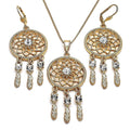 14K GOLD PLATED EARRING PENDANT CHAIN SET DREAM CATCHER DESIGN W/ 18" CHAIN M560