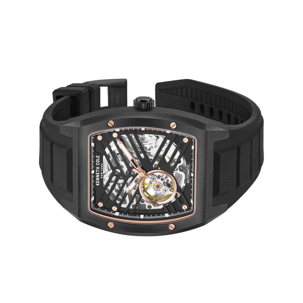 Kenneth Cole New York Men's Automatic Skeleton Watch Silicone Strap KCWGZ0046103