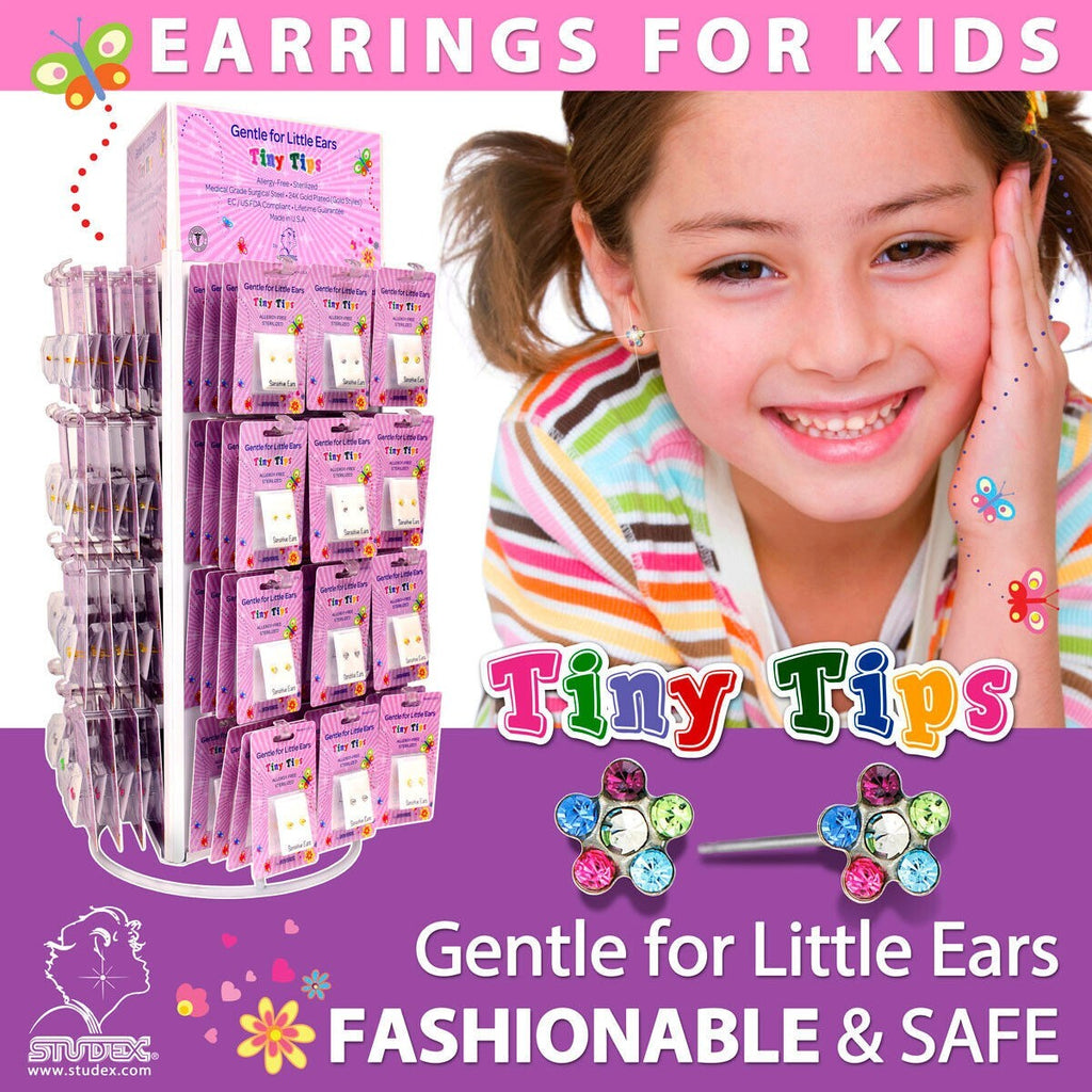 Studex Tiny Tips Earrings For Little Ears TT-109 Gold Platted Tiff 3MM Sapphire