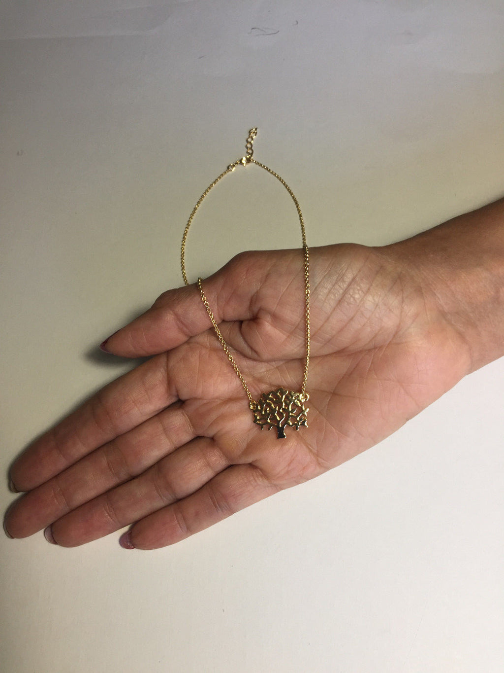 14K GOLD PLATED TREE OF LIFE NECKLACE 171/2" ROLO 025 LINK CHAIN J 172
