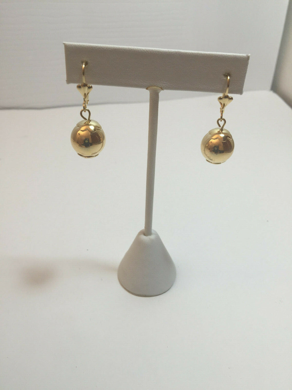 14K GOLD PLATED 13MM BALL DANGLING FROM LEVER BACK EAR WIRE J 251