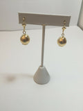 14K GOLD PLATED 13MM BALL DANGLING FROM LEVER BACK EAR WIRE J 251