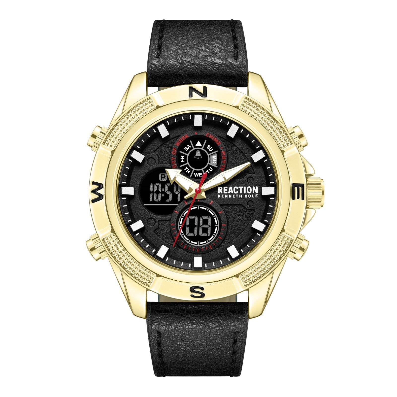 Kenneth Cole Reaction Men's Analog Digital Watch Leather Strap KRWGD7006104