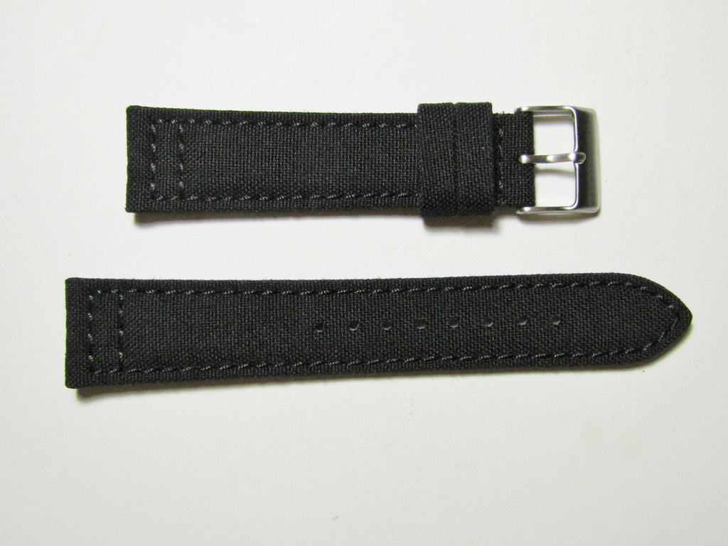 22mm Hadley-Roma MS850 Mens Black Cordura Canvas Watch Band Strap