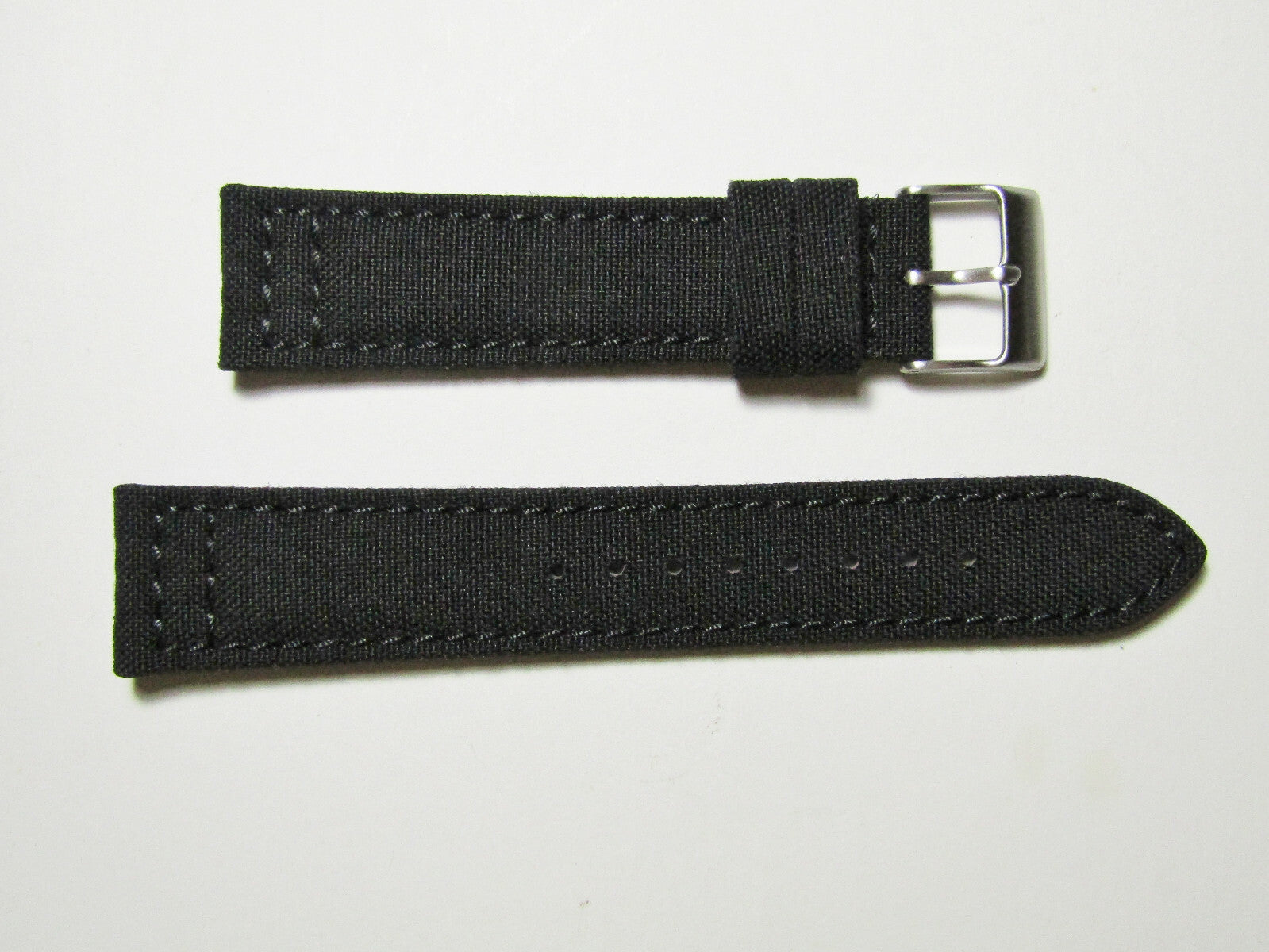 22mm Hadley-Roma MS850 Mens Black Cordura Canvas Watch Band Strap