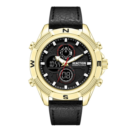 Kenneth Cole Reaction Men's Analog Digital Watch Leather Strap KRWGD7006104