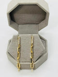 14K GOLD PLATED STUD DANGLE EARRING WITH WHITE CZ AND PAPERCLIP CHAIN LINKS SE29