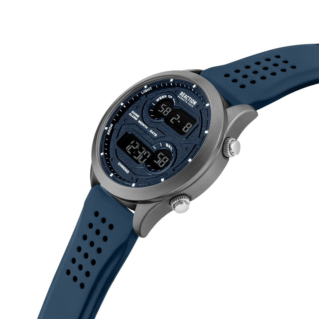 Kenneth Cole Reaction Men's Digital Watch With Blue Silicone Strap KRWGP7005502