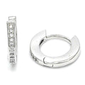 .925 STERLING SILVER PLATED HUGGIE HOOP EARRINGS W/ 1 ROW OF WHITE CZ M301