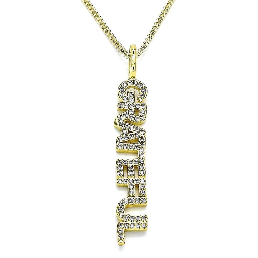 14K GOLD PLATED COURAGE NECKLACE 20" WITH WHITE MICRO PAVE CZ M725