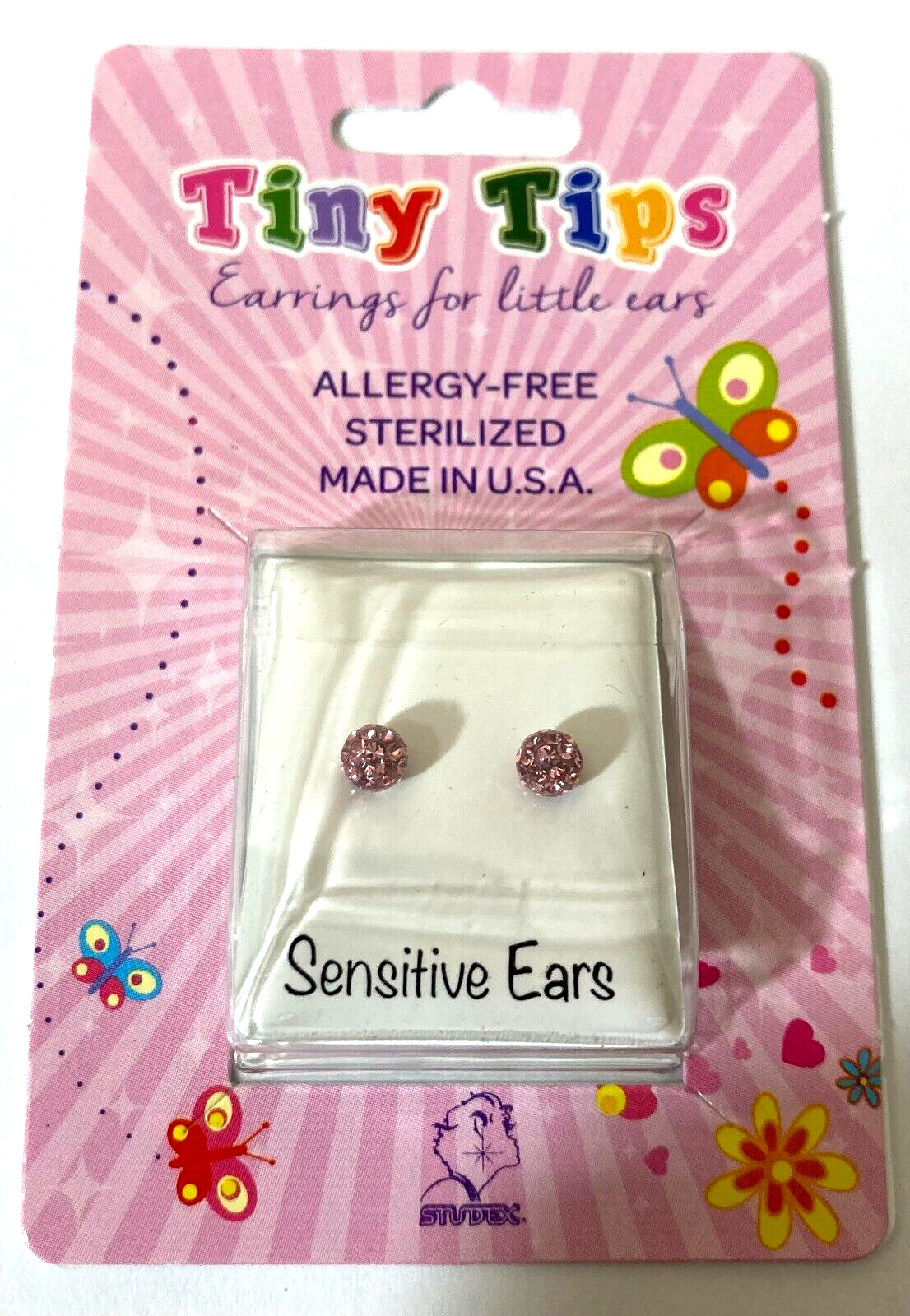 Studex Tiny Tips Earrings For Little Ears TT340W Stainless 4.5MM Fireball Rose