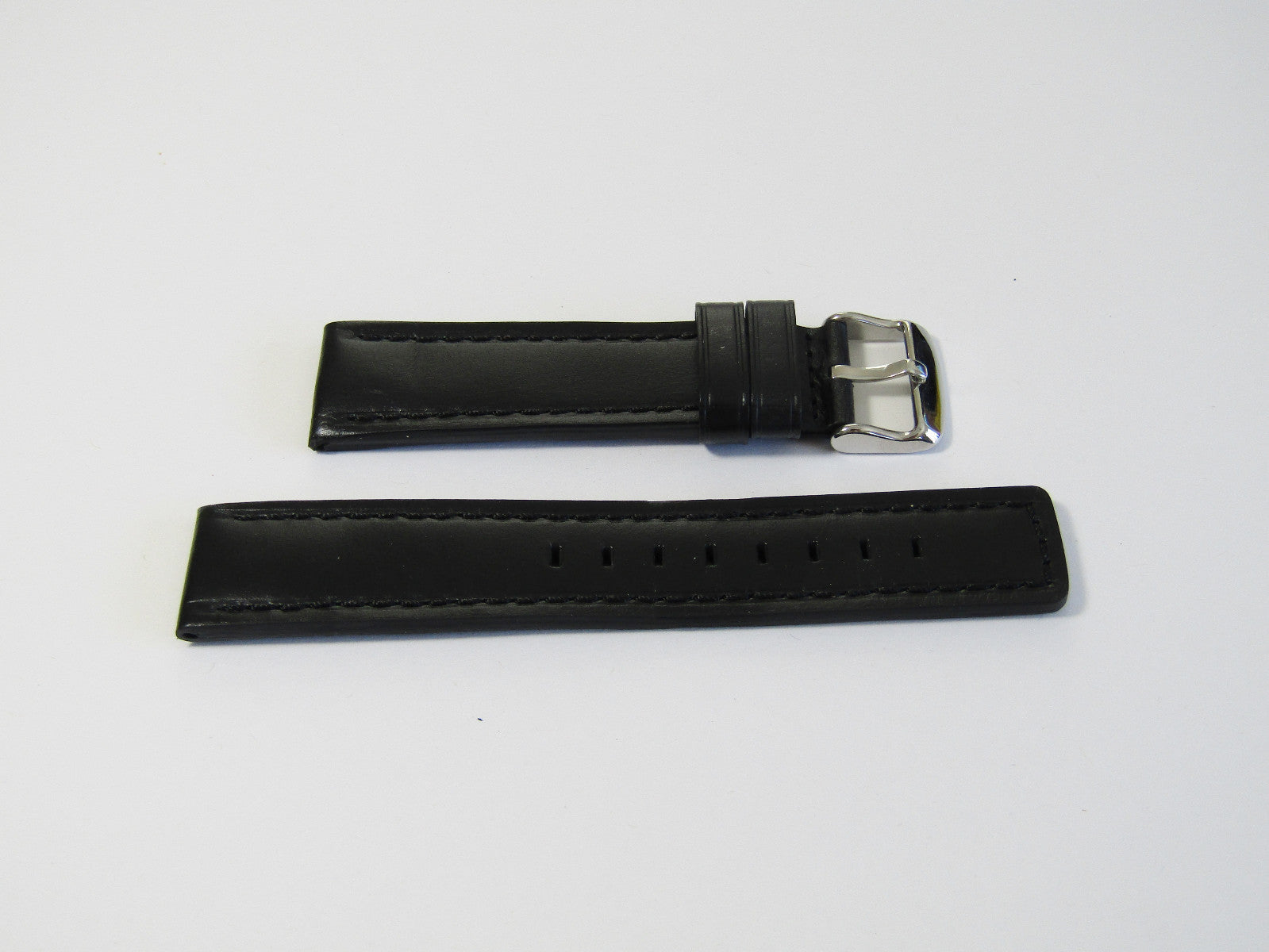 18mm Hadley-Roma MS784 Mens Black Oil-Tan Waterproof Leather Watch Band Strap