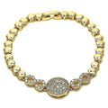 14K GOLD PLATED 7.5" BRACELET WHITE CZ INFINITY DESIGN WITH FOLD OVER CLASP M558