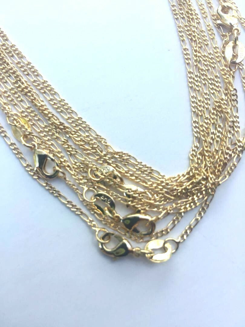14 K GOLD PLATED FIGARO 040/ 18 INCH CHAIN LOT OF 10 PIECES J460.