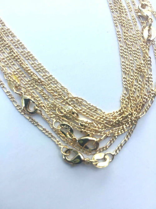 14 K GOLD PLATED FIGARO 040/ 18 INCH CHAIN LOT OF 10 PIECES J460.