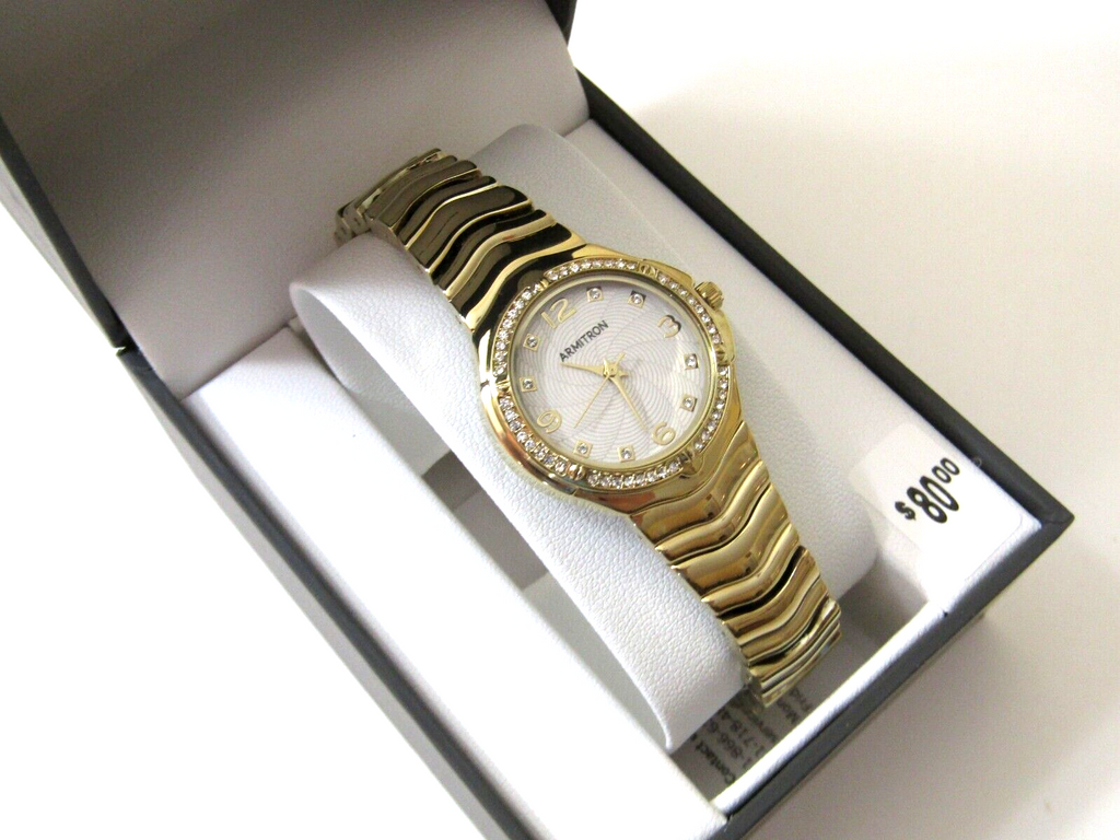 Armitron Women's Gold-Tone Analog Watch with Genuine Crystal Accents 75/5733SVGP