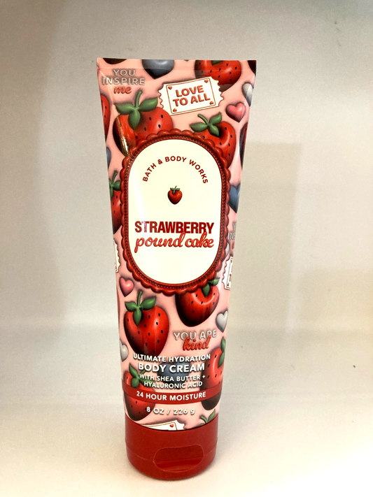 Bath and Body Works Strawberry Pound Cake 2025 Ultimate Hydration Body Cream 8oz
