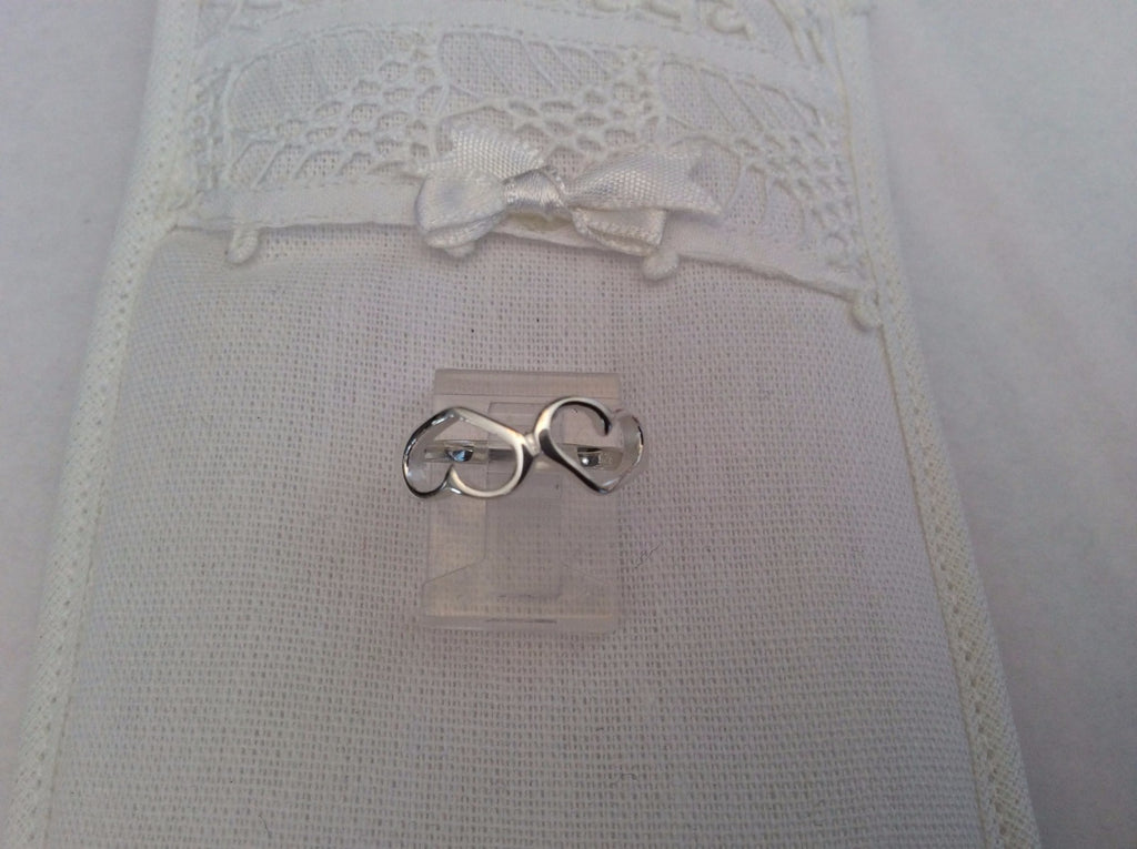 .925 Sterling Silver Double Heart Ring J 60