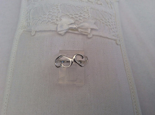 .925 Sterling Silver Double Heart Ring J 60