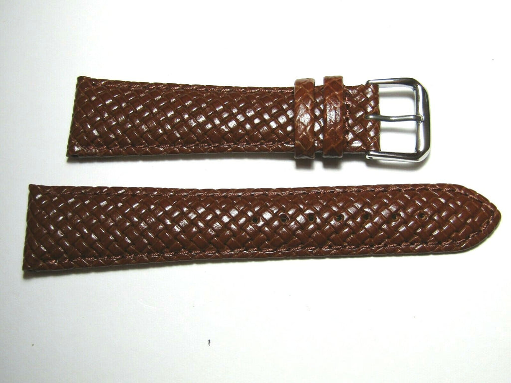 22mm Hadley-Roma MS843 Mens Tan Braided Woven Leather Watch Band Strap