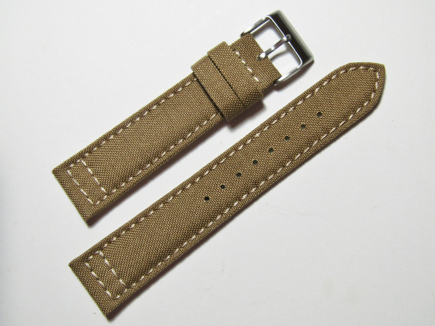18mm Hadley-Roma MS850 Mens Sand Khaki Tan Cordura Canvas Watch Band Strap