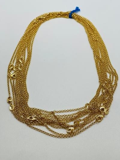 14K GOLD PLATED ROLO 025 / 18 INCH CHAIN LOT OF 10 PIECES