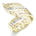 14K WHITE GOLD PLATED RING TRI COLOR ELEGANT FOLD OVER DESIGN M77