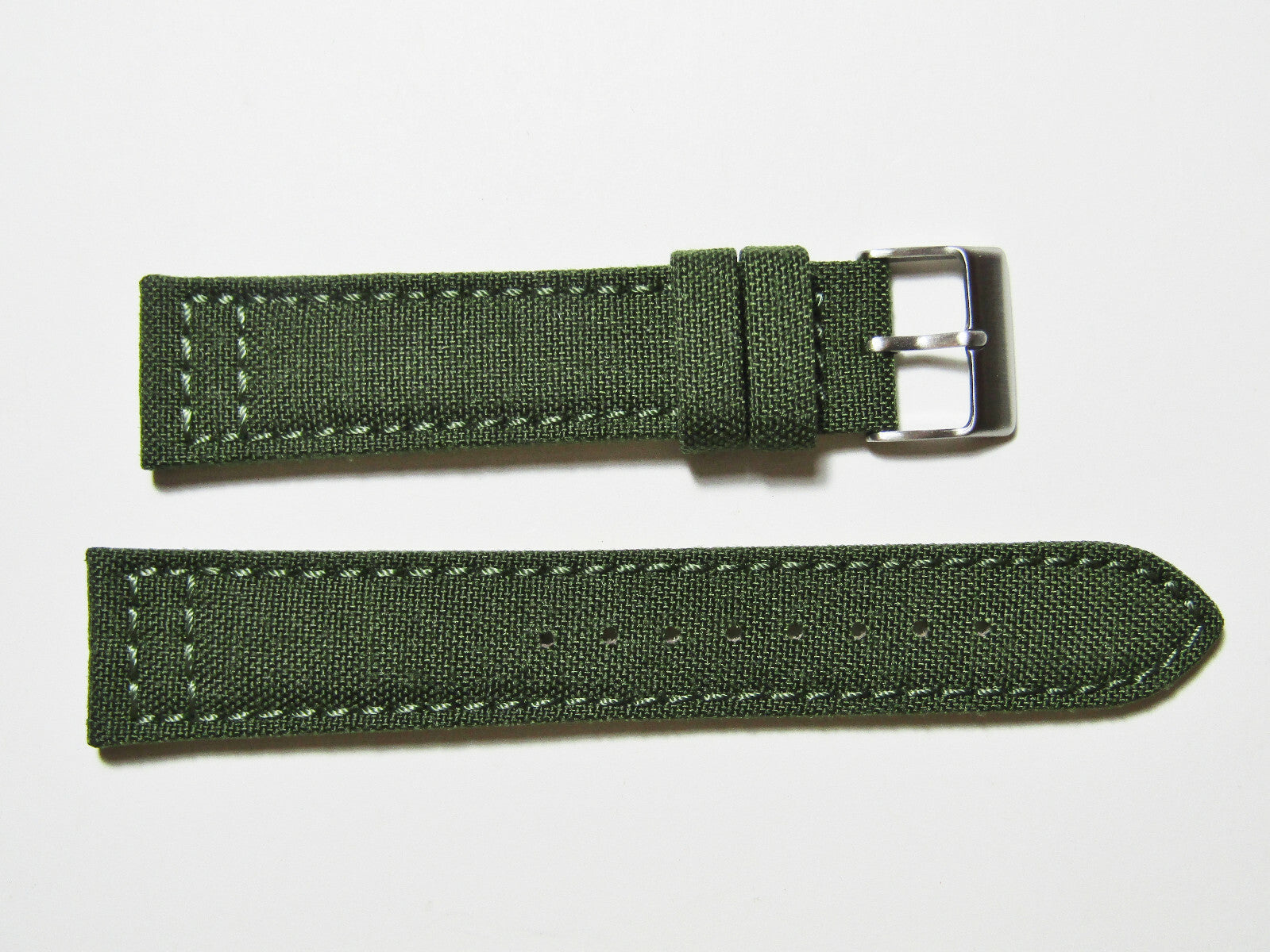 22mm Hadley-Roma MS850 Mens Army Olive Green Cordura Canvas Watch Band Strap
