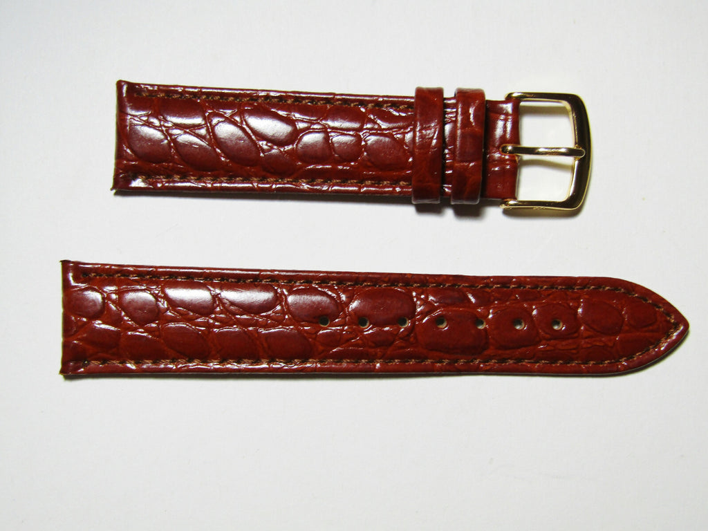 20mm Hadley-Roma Crocodile Embossed Tan Leather Watch Band Strap MS717