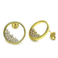 14K GOLD PLATED STUD EARRING / CLUSTER OF WHITE CZ AND HIGH POLISHED FINISH M20