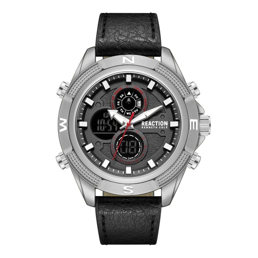 Kenneth Cole Reaction Men's Analog Digital Watch Leather Strap KRWGD7006102