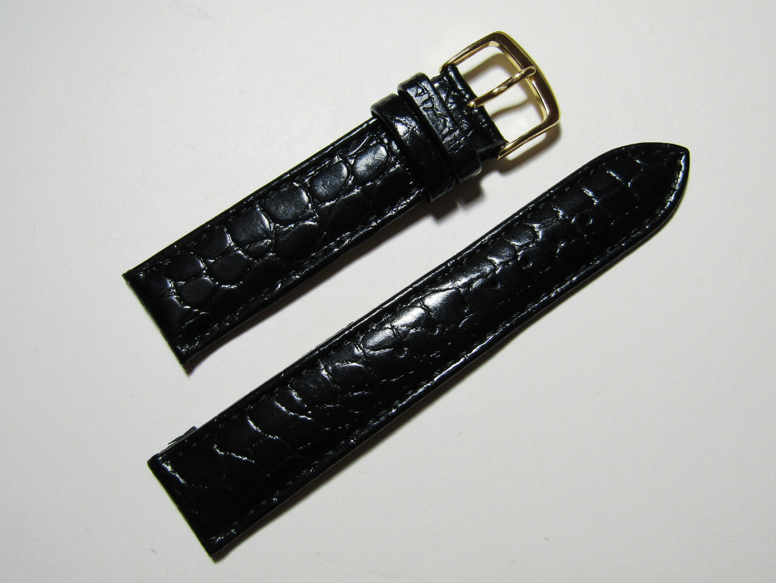 20mm Hadley-Roma Crocodile Embossed Black Leather Watch Band Strap MS717