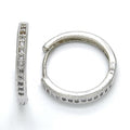 14K WHITE GOLD PLATED HUGGIE HOOP EARRING 21X23X2.5 MM W/ 1 ROW OF WHITE CZ M120