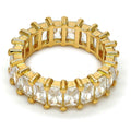 14K GOLD PLATED BAND RING WITH WHITE CUBIC ZIRCONIA ALL AROUND SIZE 8 M74