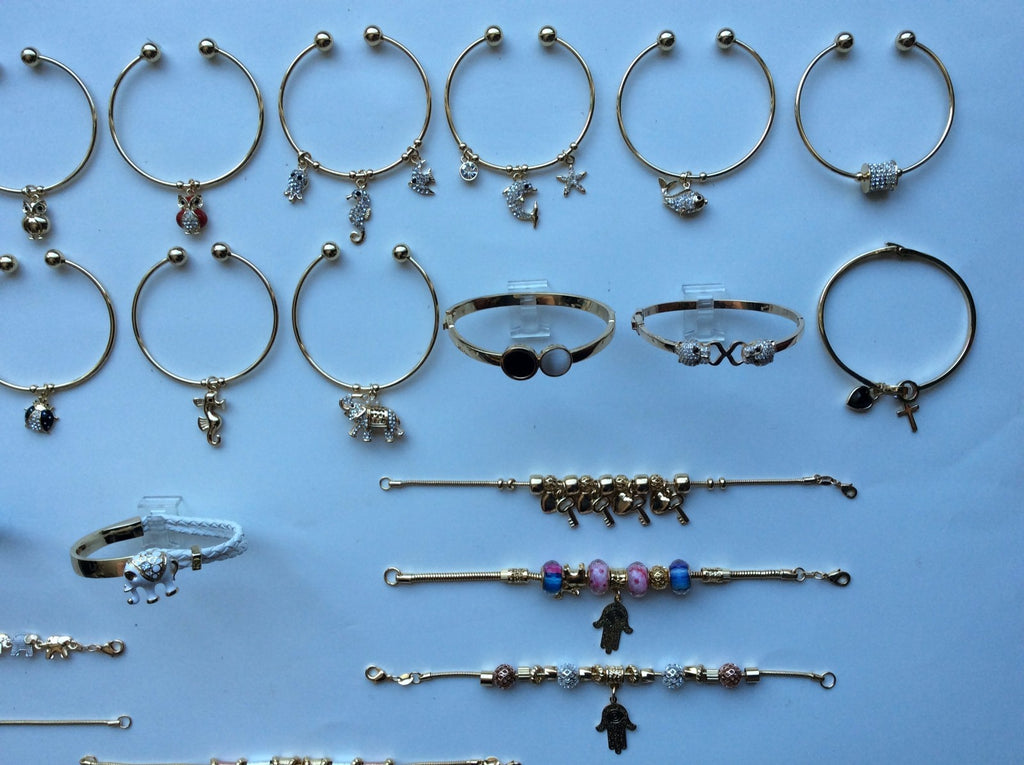 18 KARAT GOLD PLATED HIGH STYLE DESIGNER BRACELETS, 25 STYLES, YOU PICK