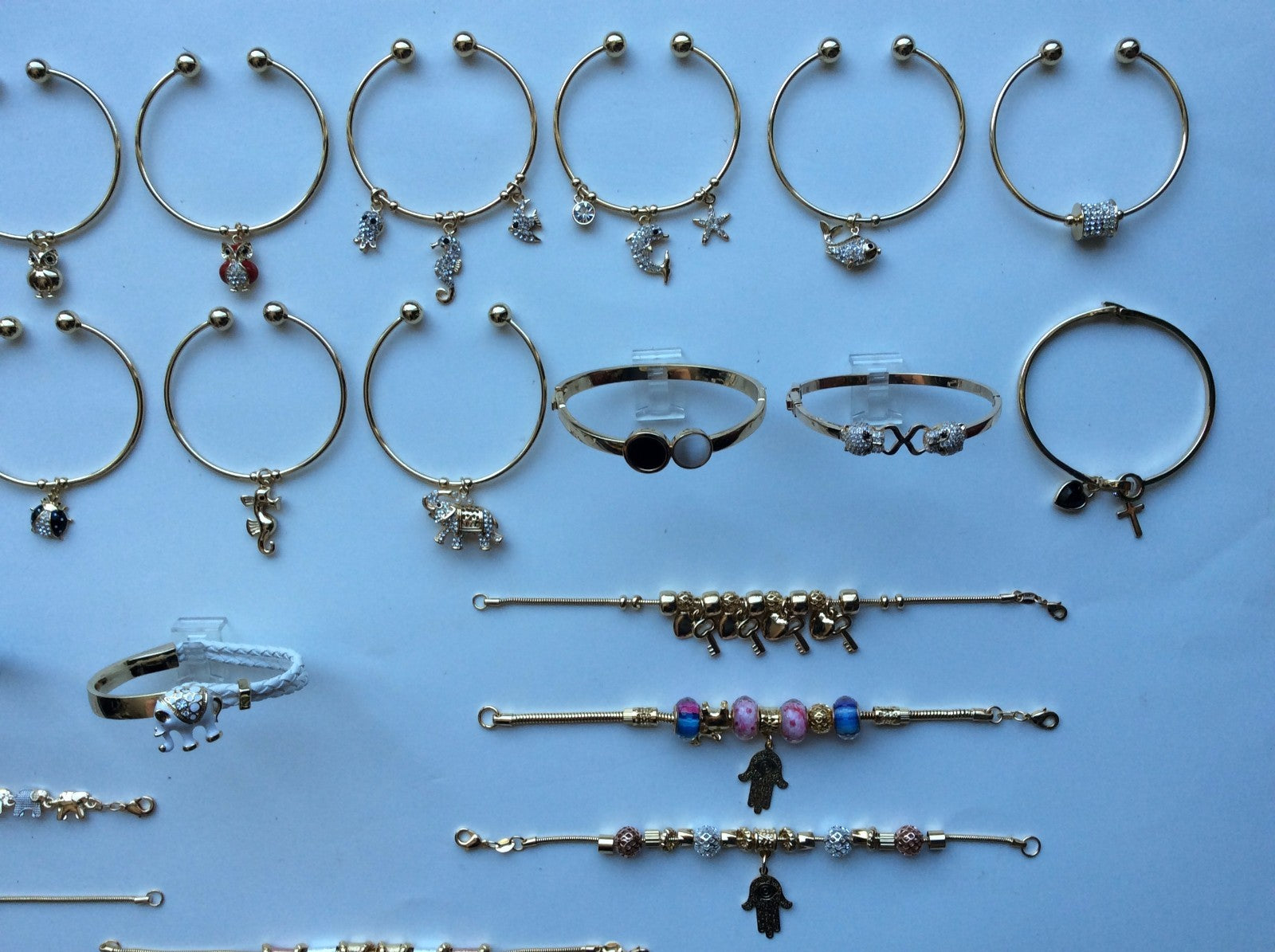18 KARAT GOLD PLATED HIGH STYLE DESIGNER BRACELETS, 25 STYLES, YOU PICK