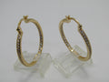 14K GOLD PLATED 30MM HOOP EARRING WITH 2MM WHITE CZ INSIDE AND OUTSIDE SE4
