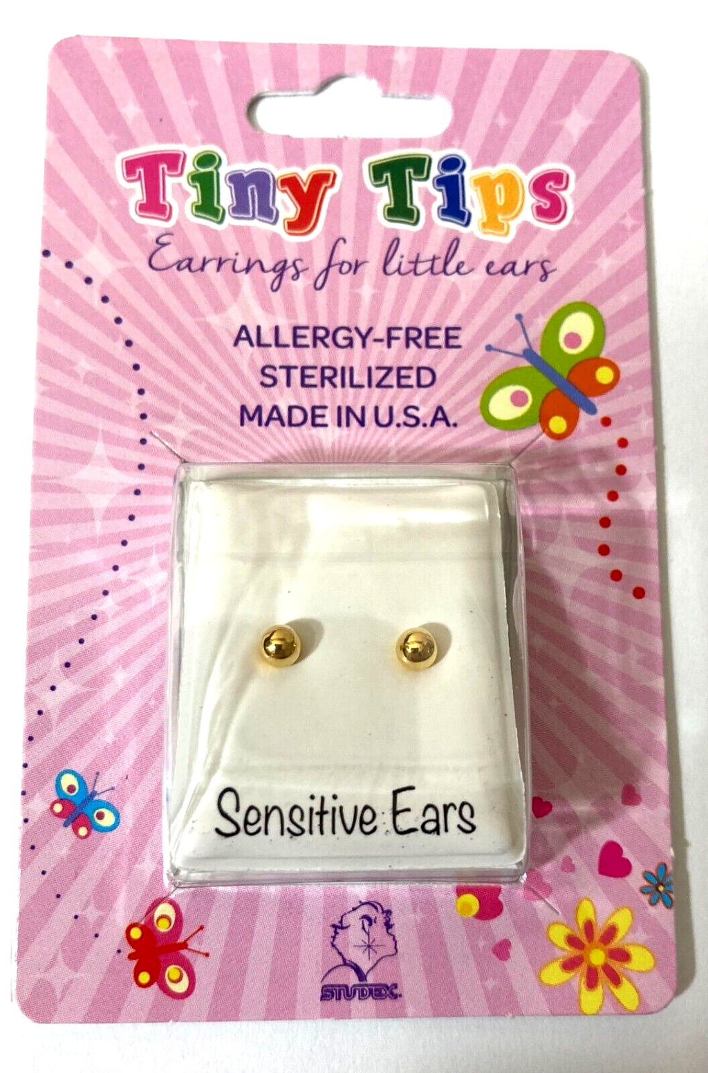 Studex Tiny Tips Earrings For Little Ears TT-622 Gold Platted 4MM Ball