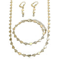 14K GOLD PLATED NECKLACE BRACELET EARRING SET W/ HEARTS CONNECTED M459