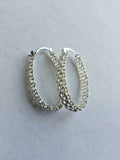 .925 STERLING SILVER PLATED OVAL HOOPS W/SNAP IN CLOSING 40 X 25 MM X 7 MM J 387