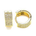 14K GOLD PLATED SMALL HUGGIE HOOPS WITH 4 ROWS OF WHITE MICROPAVE CZ M285