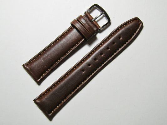 16mm Hadley-Roma MS881 Mens Brown Oil-Tan Smooth Padded Leather Watch Band Strap