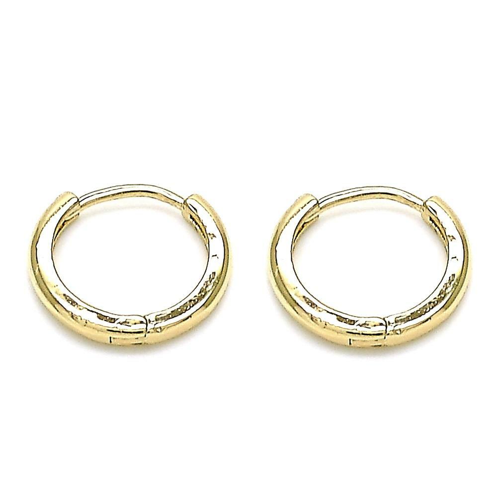 14K GOLD PLATED SMALL 14.5 MM HUGGIE HOOP WITH HIGH POLISHED FINISH M325