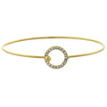 14K GOLD PLATED CLIP STYLE BANGLE BRACELET WITH WHITE CUBIC ZIRCONIA CIRCLE M143