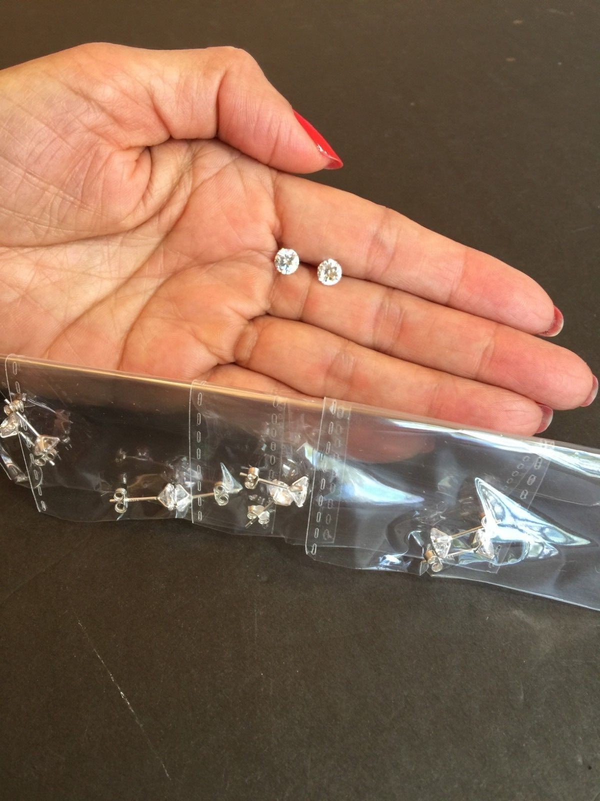 .925 STERLING SILVER CUBIC ZIRCONIUM 6 MM STUD SUPERIOR SET LOT OF 5 PAIRS J 319