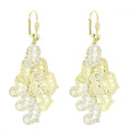 14 K GOLD PLATED 3" LONG CHANDELIER DANGLE EARRINGS CUT OUT HEARTS DESIGN M58