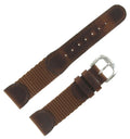 20mm MS866 Brown Hadley-Roma Mens Leather & Nylon Army Watch Band Strap Military