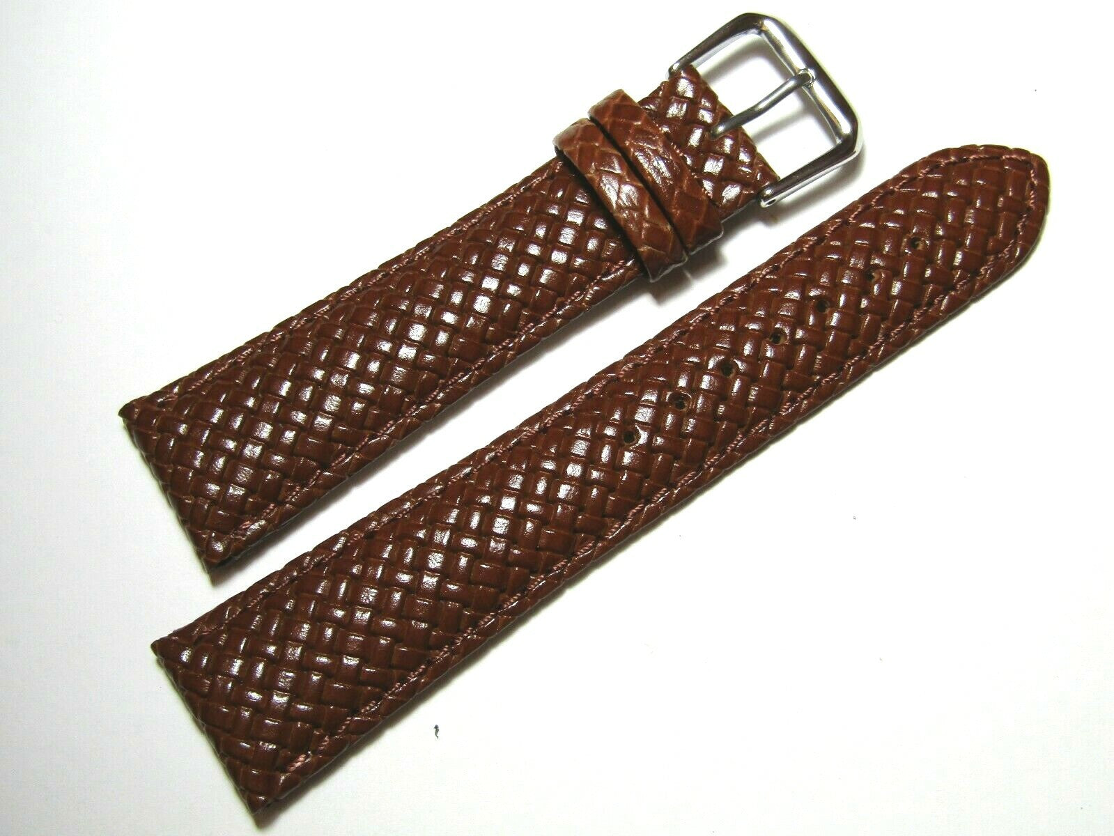 20mm Hadley-Roma MS843 Mens Tan Braided Woven Leather Watch Band Strap