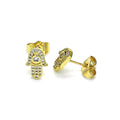 14K GOLD PLATED STUD EARRING HAMSA DESIGN WITH WHITE MICRO PAVE CZ M585
