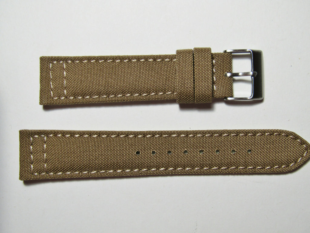 20mm Hadley-Roma MS850 Mens Sand Khaki Tan Cordura Canvas Watch Band Strap